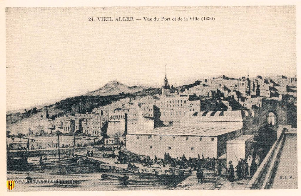 Vieil Alger vue du port et de la ville en 1830.JPG - Vieil Alger, vue du port et de la ville en 1830