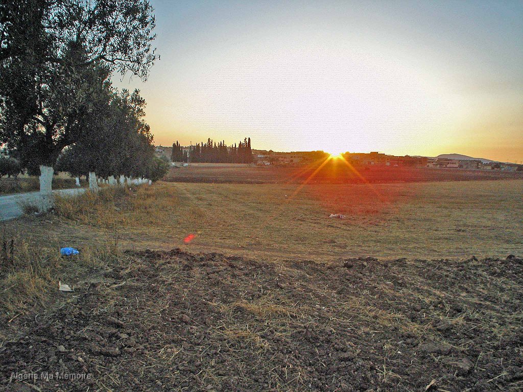DSC00102.JPG - L'entrée de lavayssière. On aperçoit le cimetière à gauche du soleil - Août 2012                               