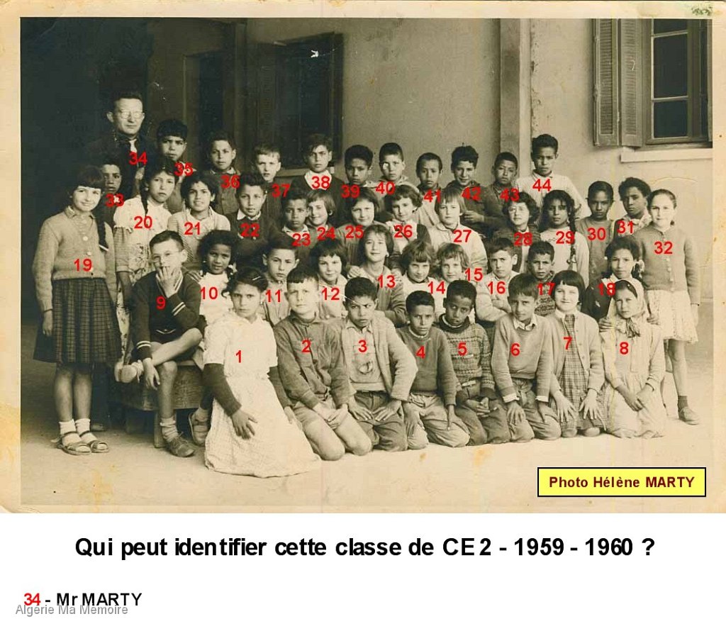 Classe CE2 1959 1960 photo Helene Marty Nom.jpg - Classe CE 2 de Monsieur Marty en 1959/1960.